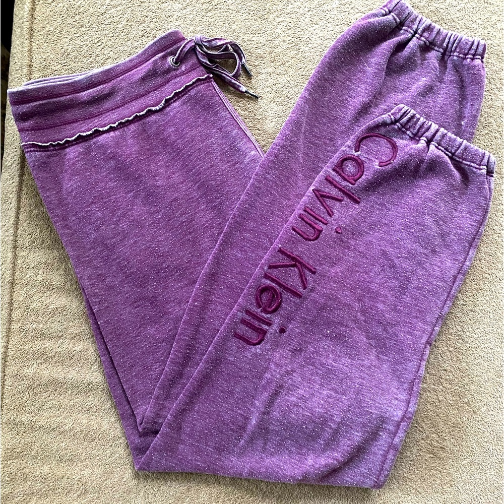 Calvin Klein Logo Purple Sweatpants Womens Size M
